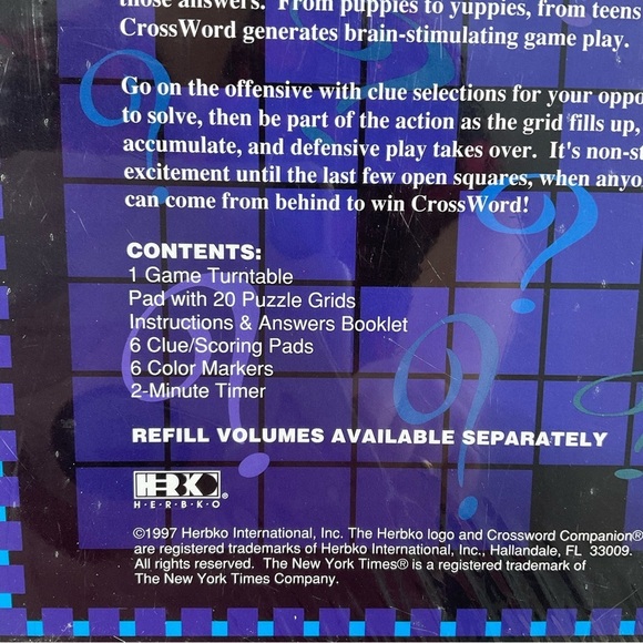 Vintage Crossword The New York Time Sunday Puzzle Game 2-6 Players or Teams 1997 - Picture 3 of 5